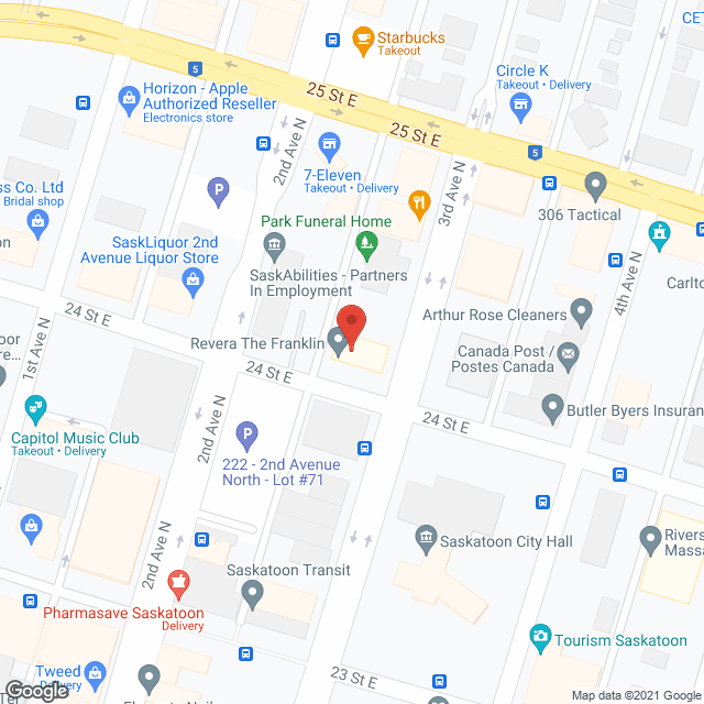 The Franklin in google map