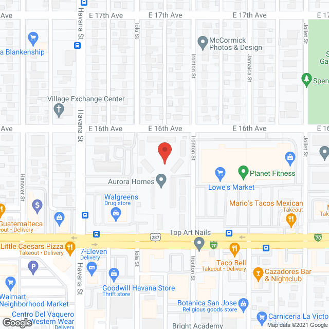Aurora Homes in google map