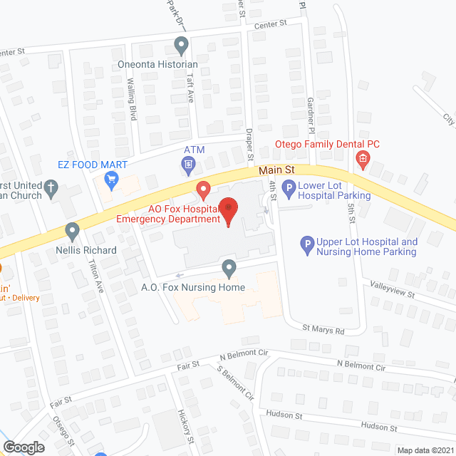 A O Fox Memorial Hospital in google map