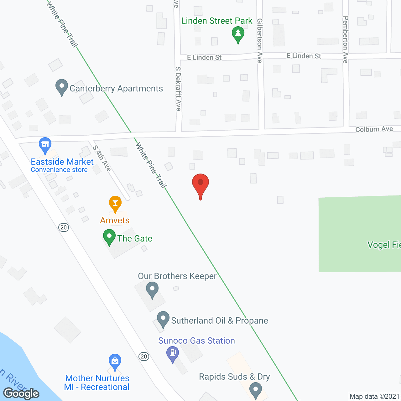 Big Rapids Fields in google map