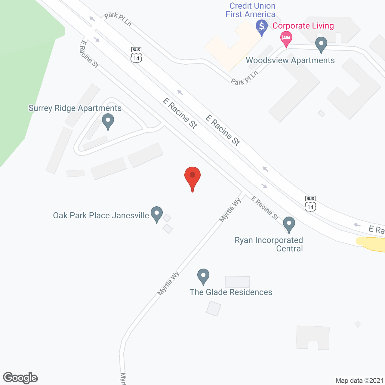 Oak Park Place Janesville in google map