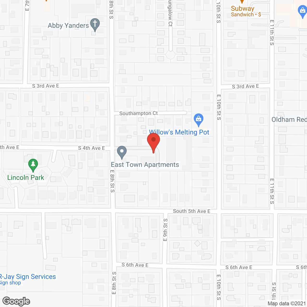 East Town Apartments in google map