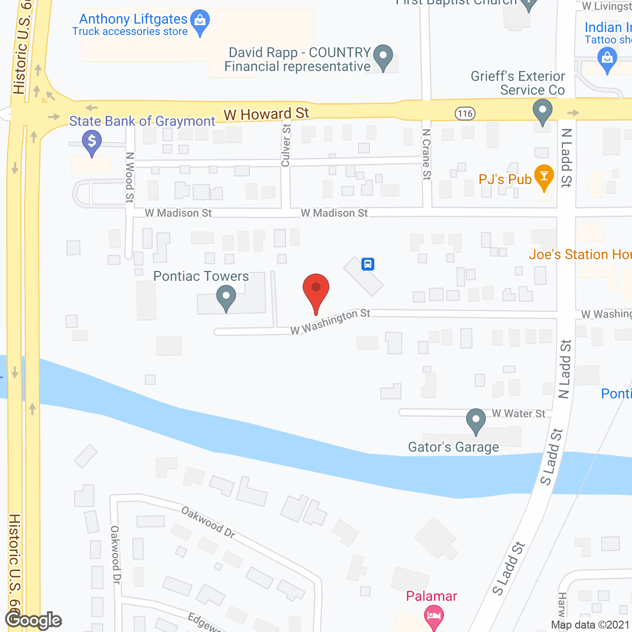 Pontiac Towers in google map