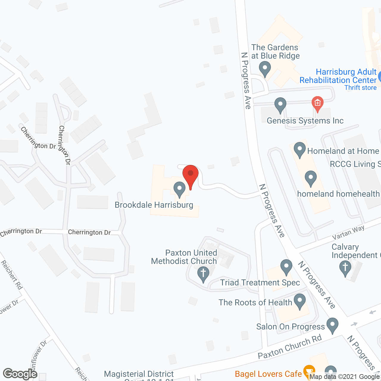 Brookdale Harrisburg in google map