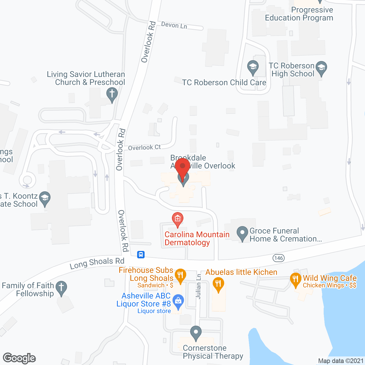 Brookdale Asheville Overlook in google map