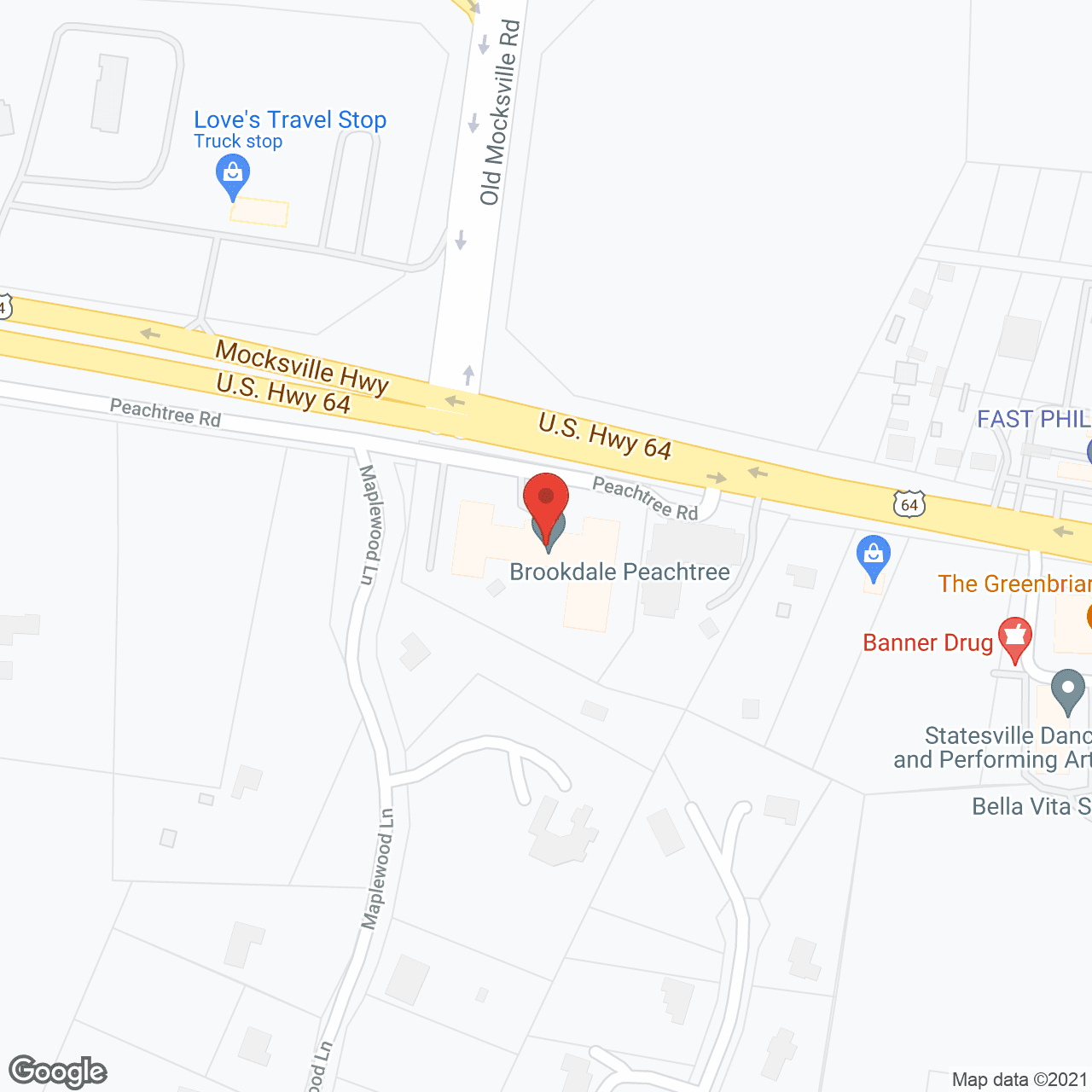 Brookdale Peachtree (AL) in google map