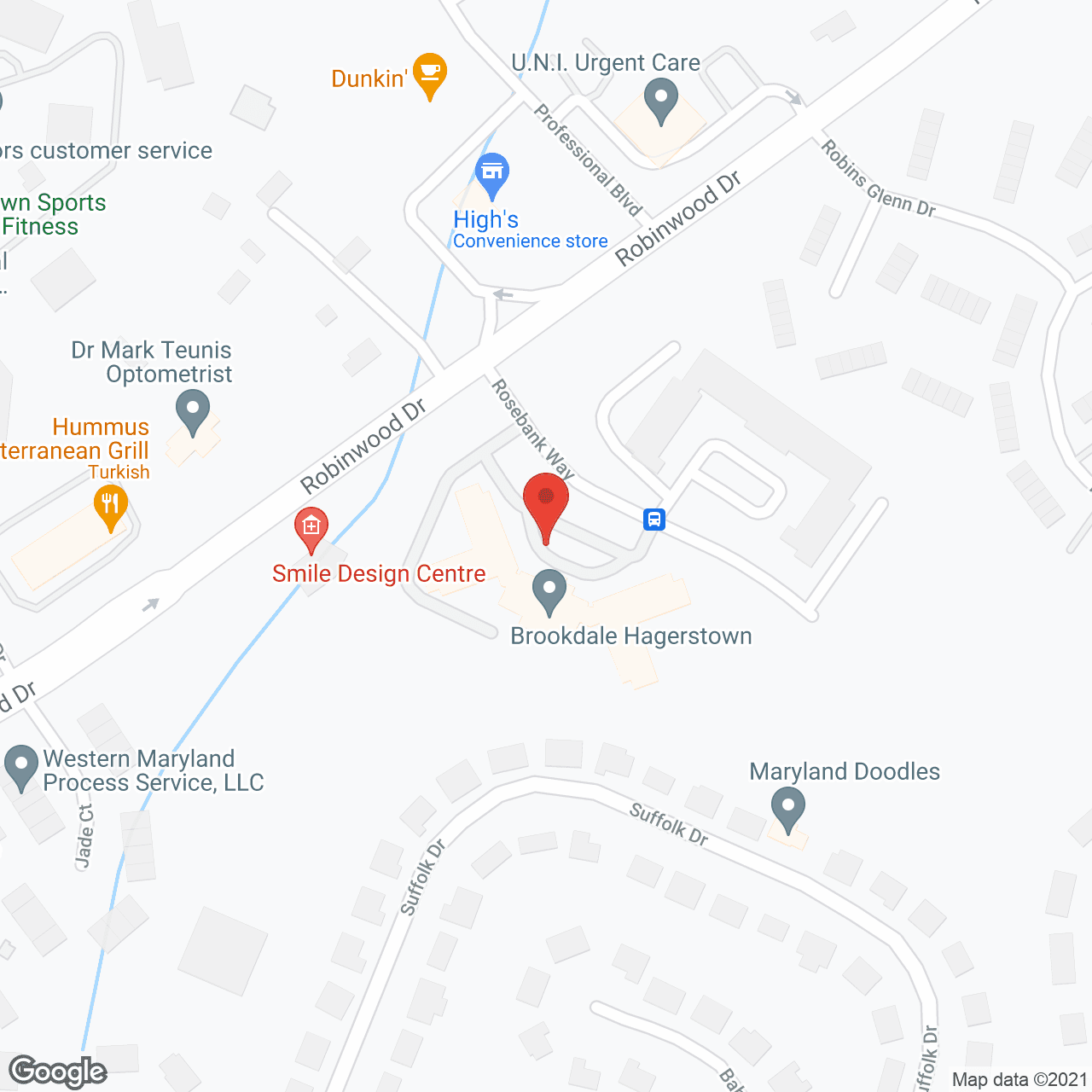 Brookdale Hagerstown in google map