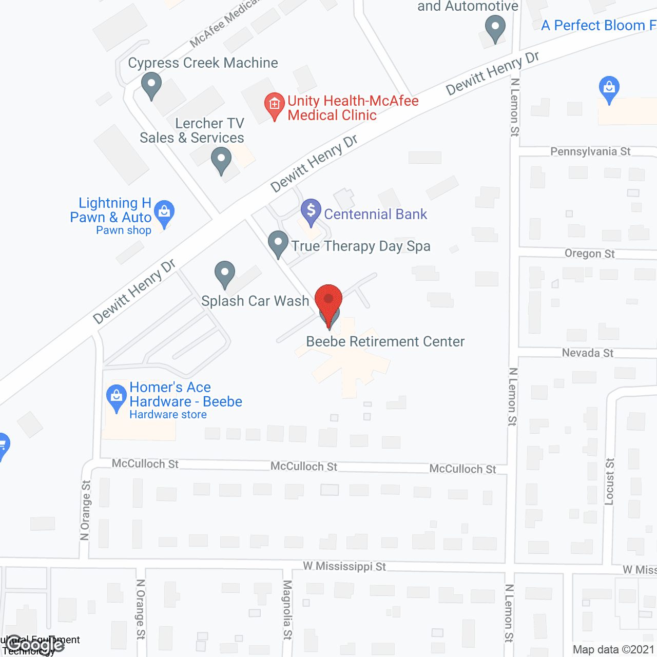 Beebe Retirement Ctr in google map