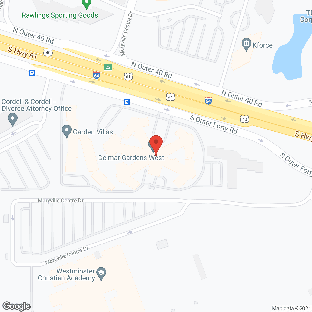 Delmar Gardens West in google map