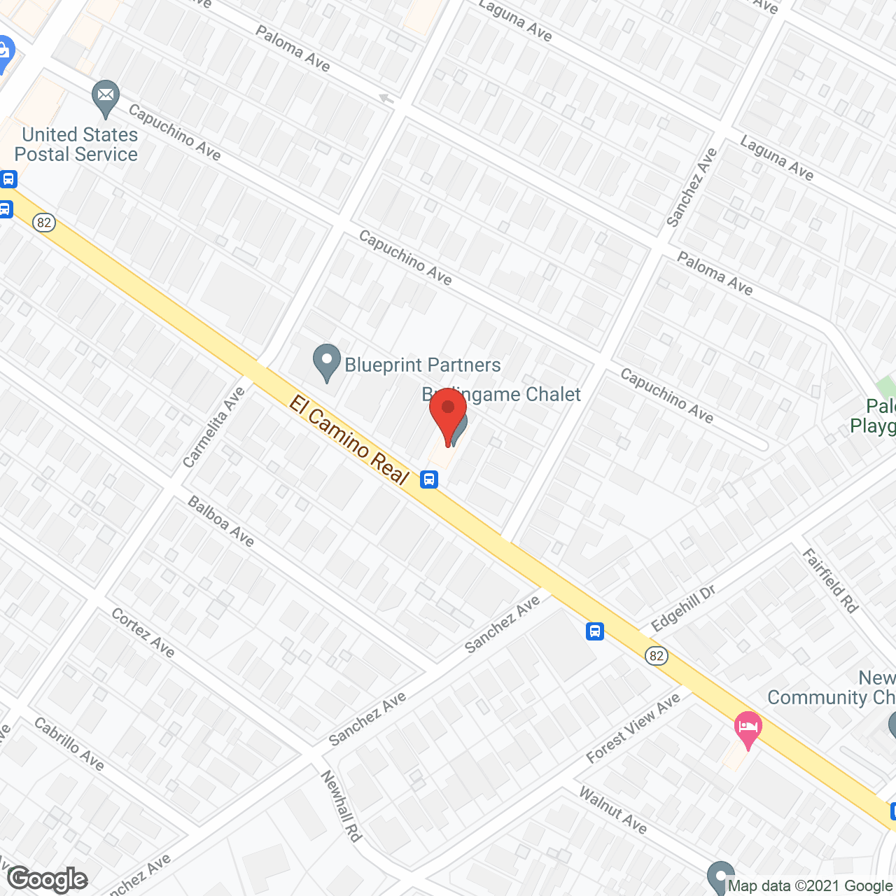 Burlingame Hacienda in google map