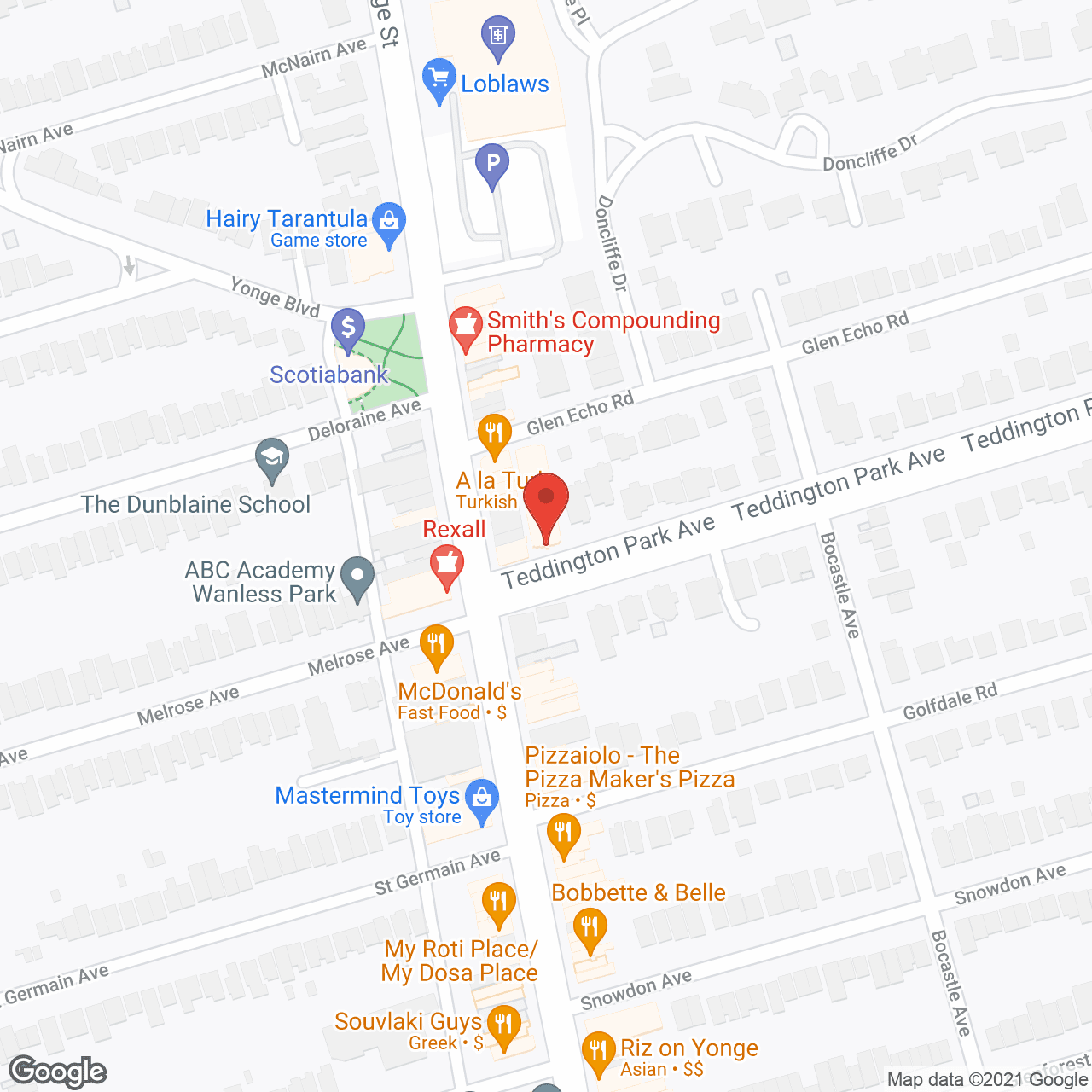 Four Teddington Park Ave in google map