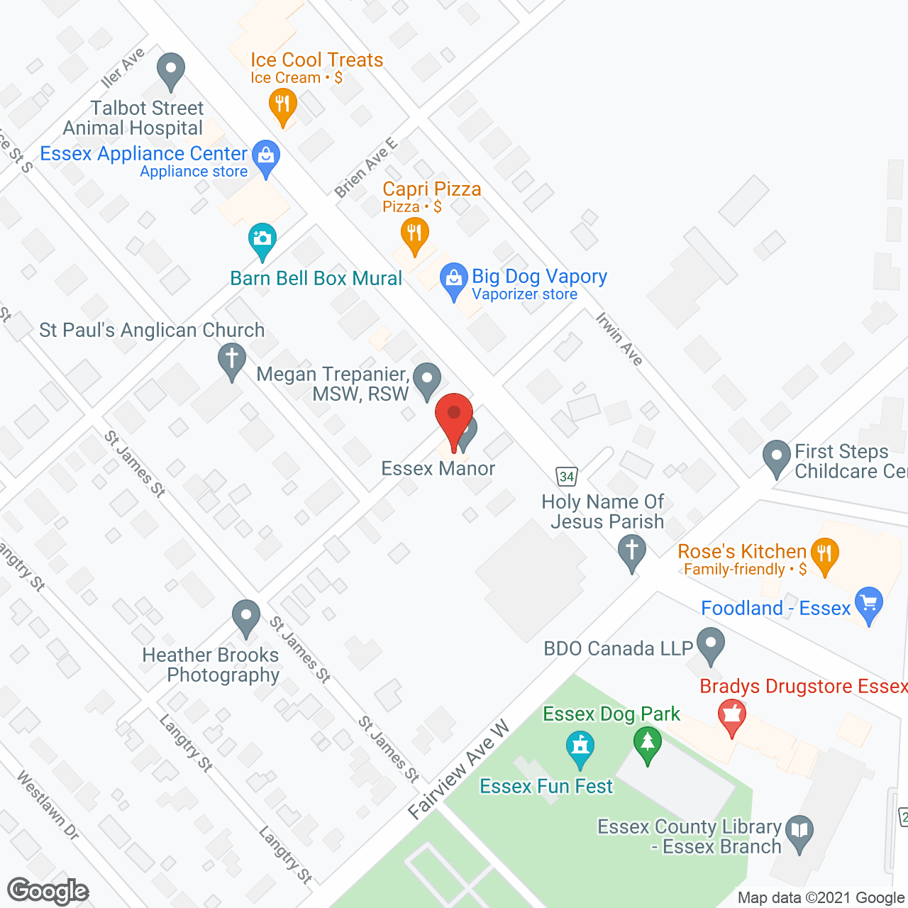 Essex Manor in google map
