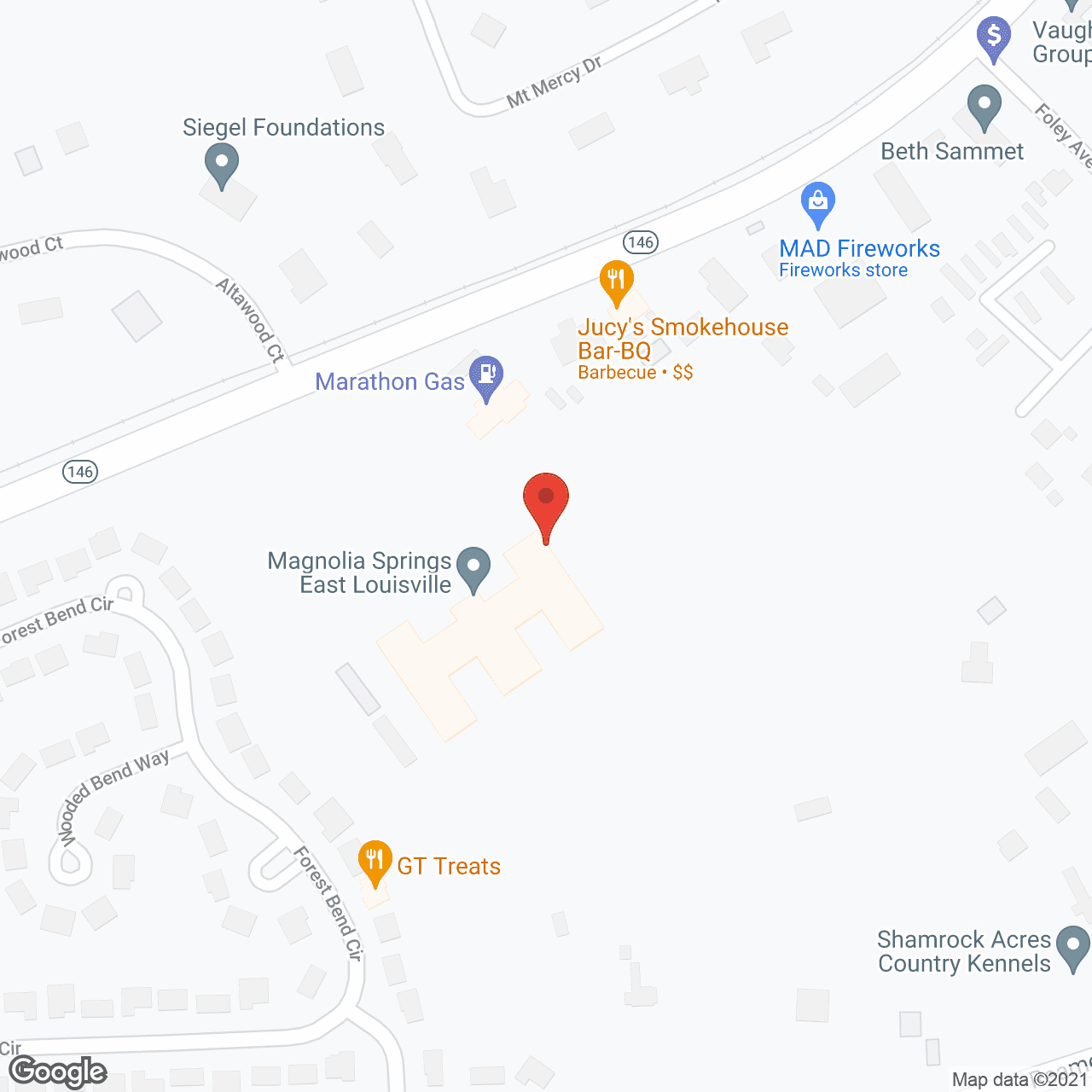 Magnolia Springs East Louisville in google map
