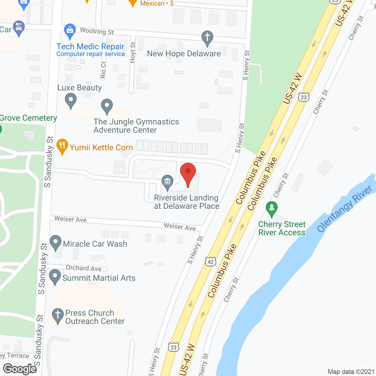 Riverside Landing at Delaware Place in google map