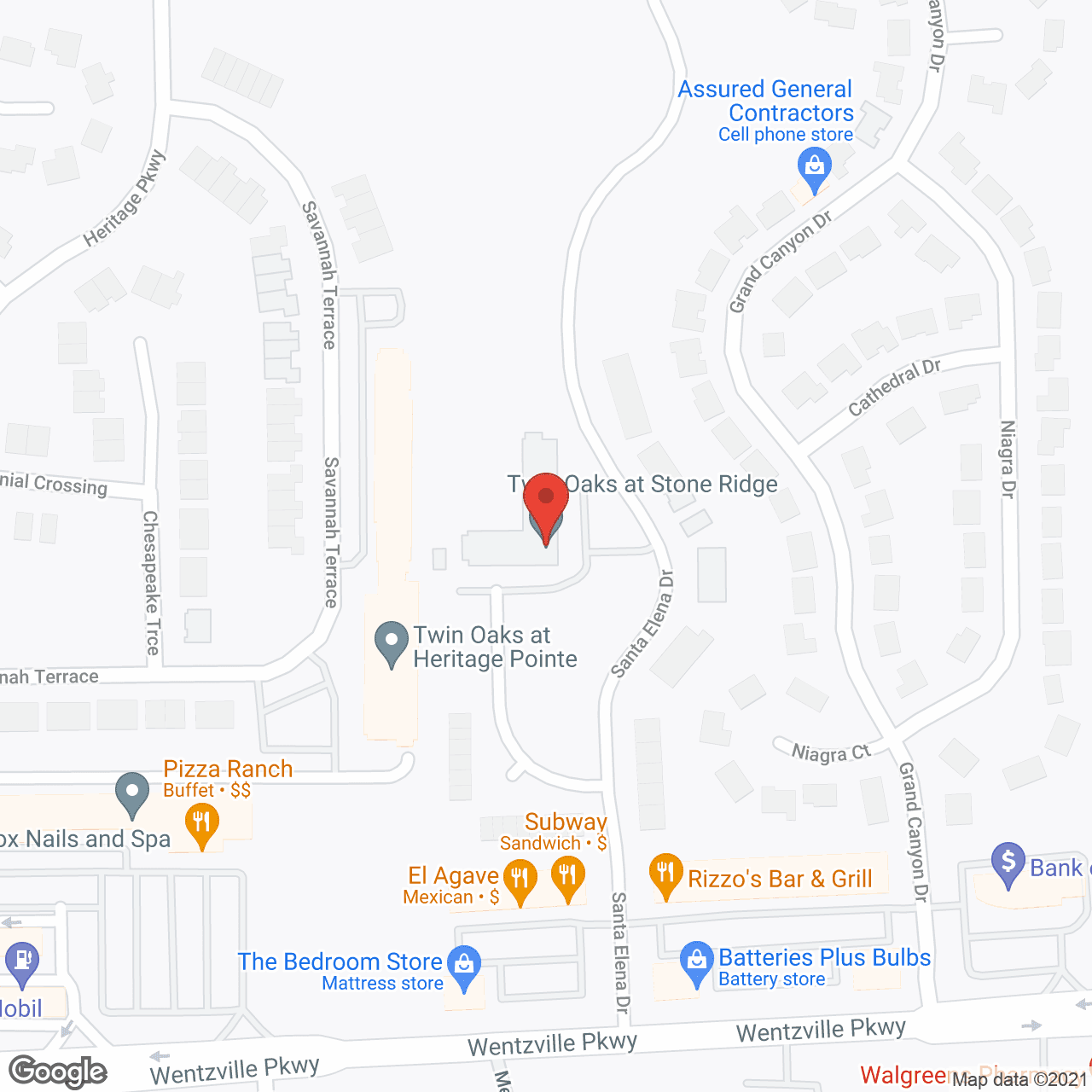 Twin Oaks at Stone Ridge in google map