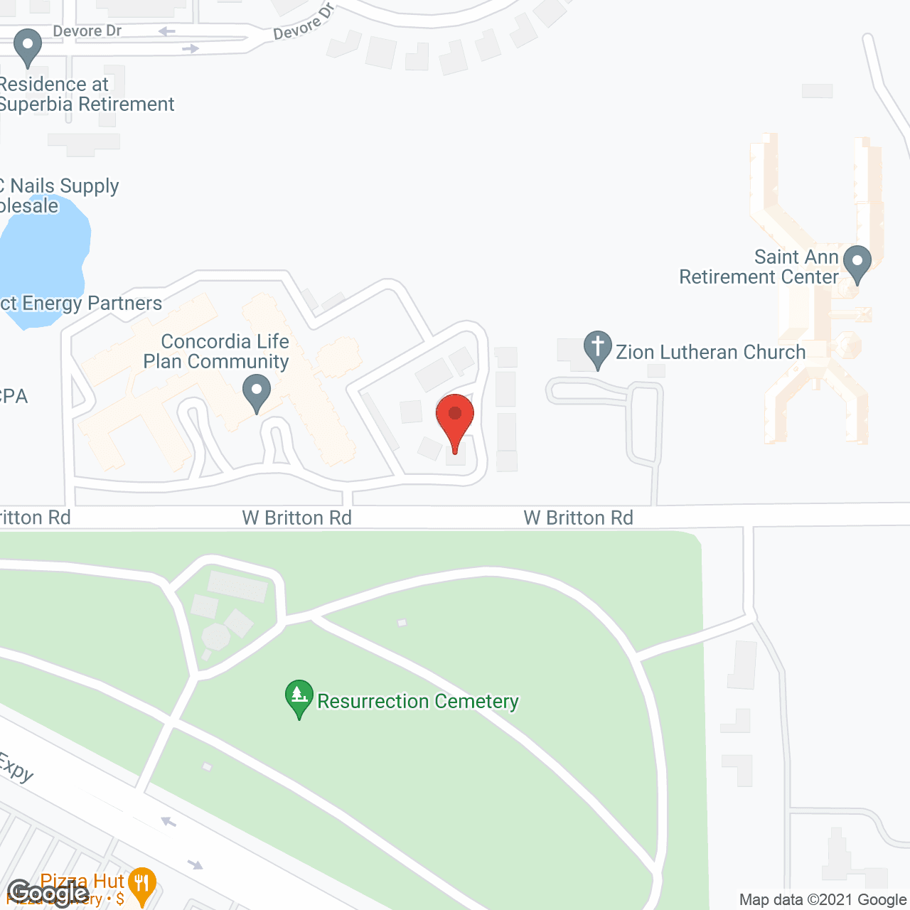 Concordia Life Care Community a CCRC in google map