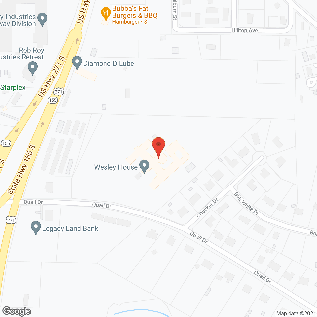 Wesley House Assisted Living and Wesley Oaks in google map