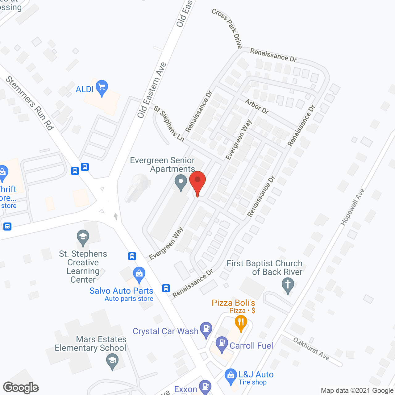 Evergreen Senior Apartments in google map