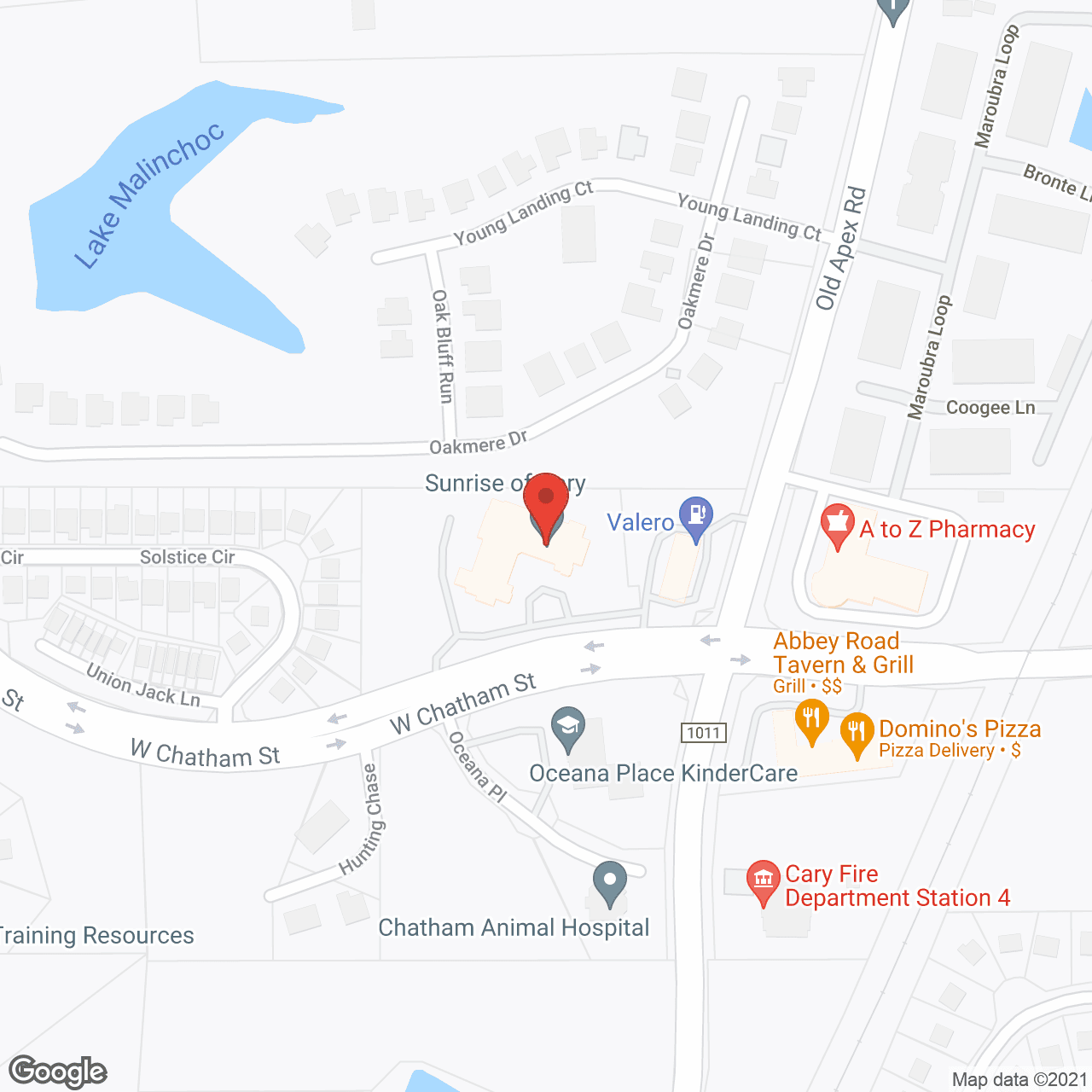 Sunrise of Cary in google map