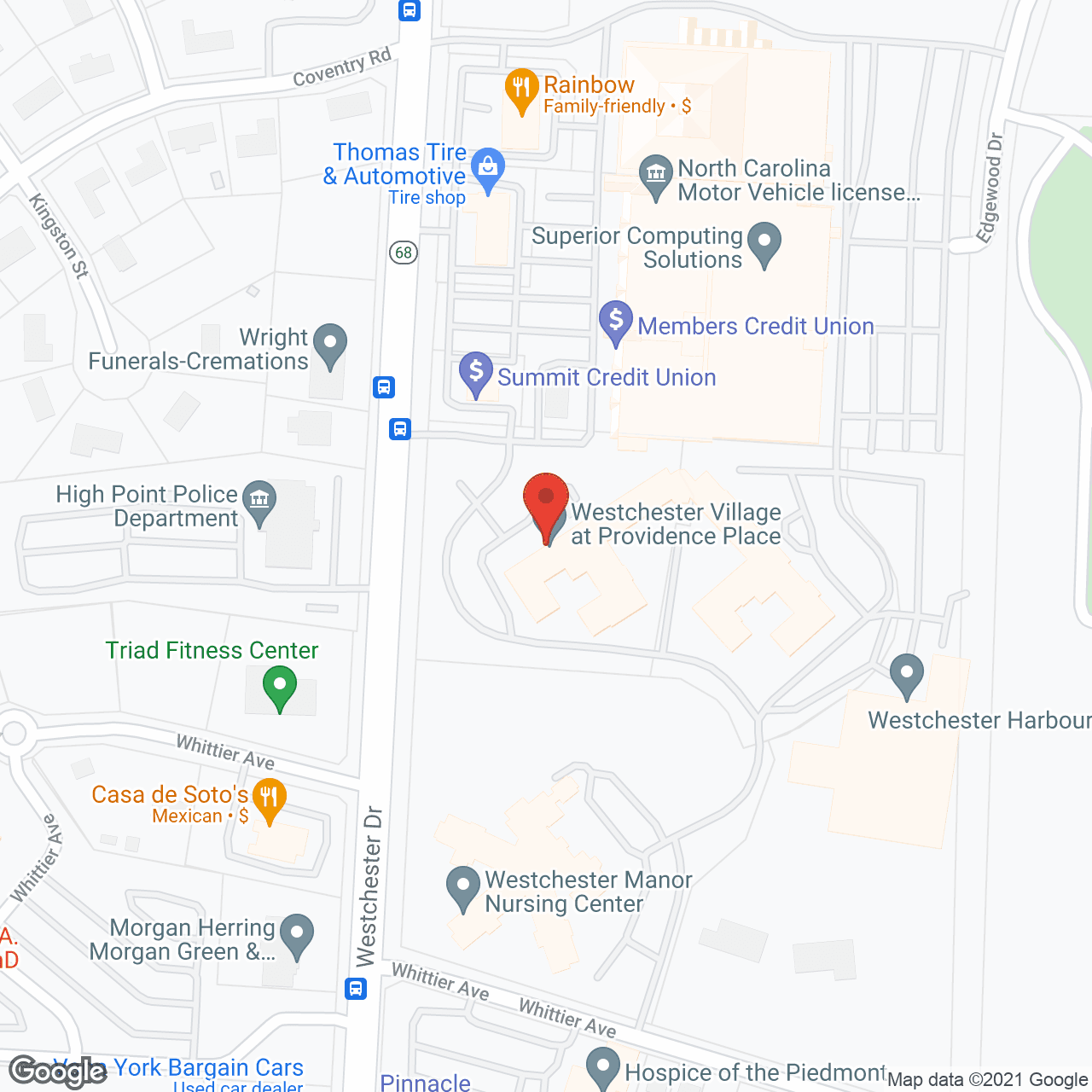 Westchester Village in google map