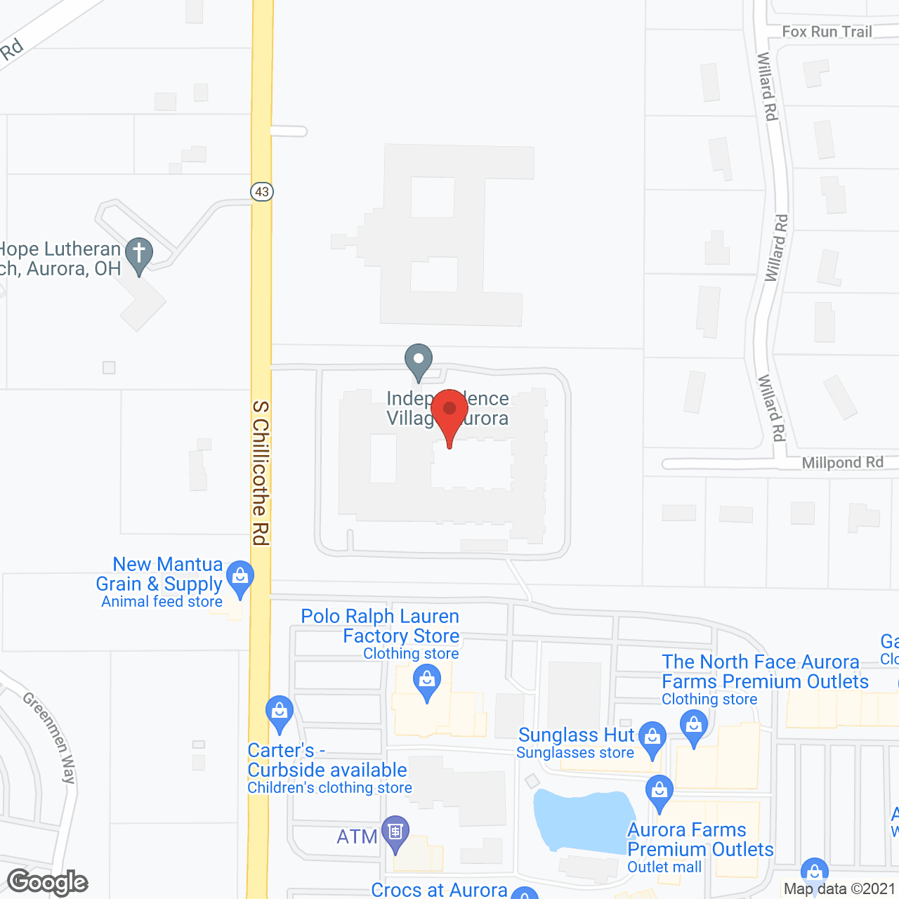 Independence Village of Aurora in google map