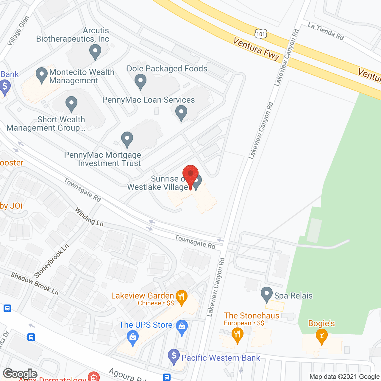 Sunrise of Westlake Village in google map