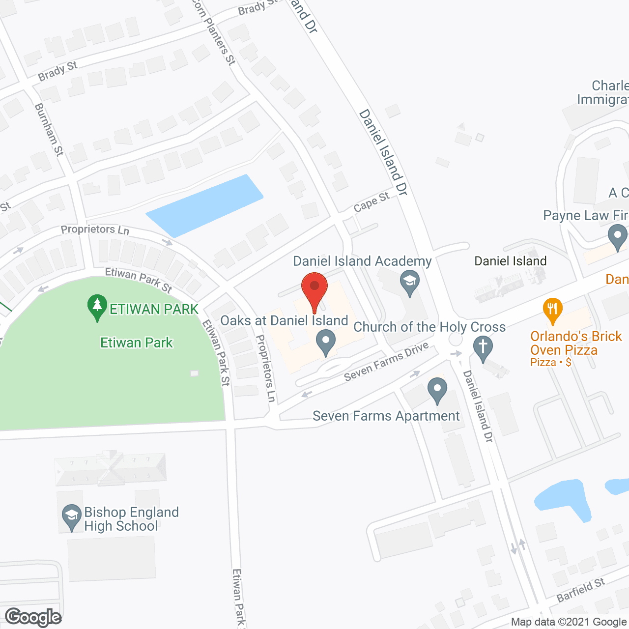 Oaks at Daniel Island in google map
