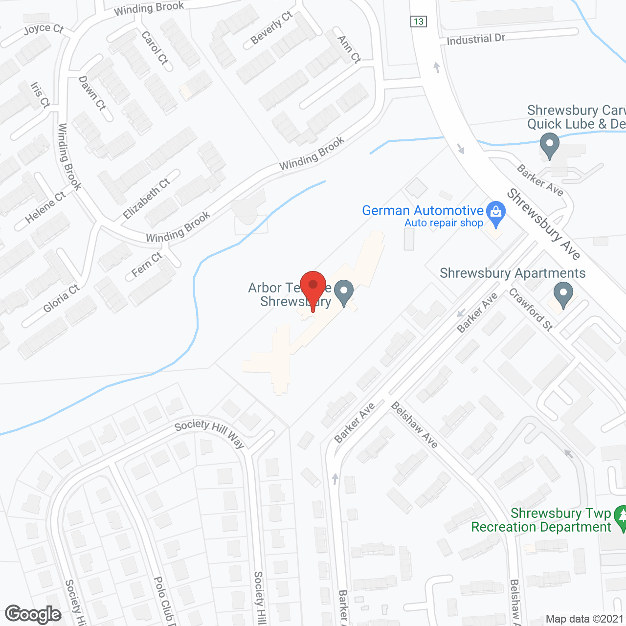 Arbor Terrace Shrewsbury in google map