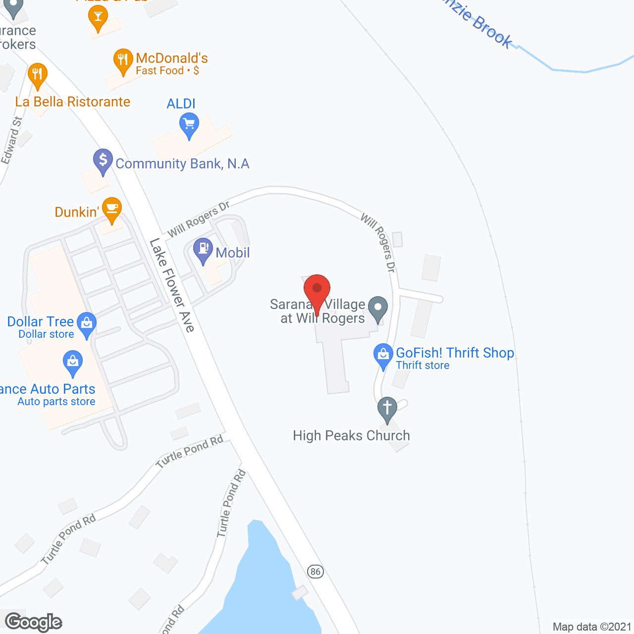 Saranac Village at Will Rogers in google map