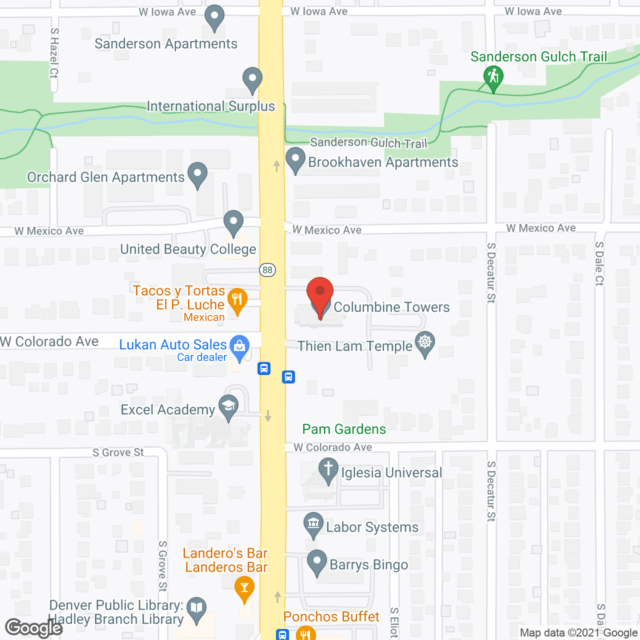 Columbine Towers in google map