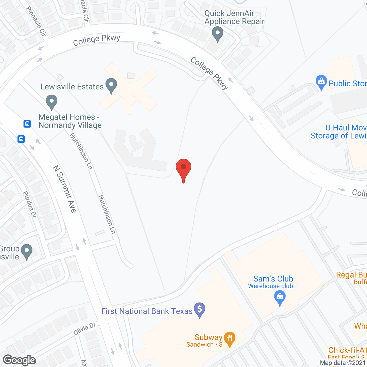 Lewisville Estates in google map