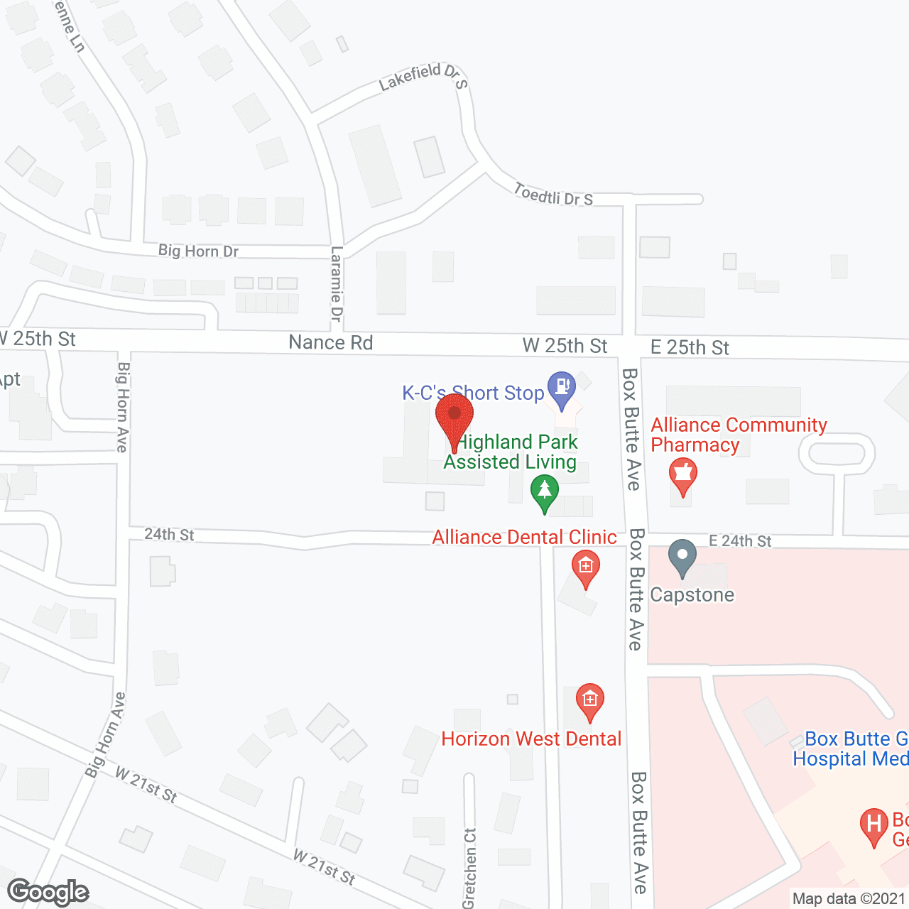 Highland Park Assisted Living in google map