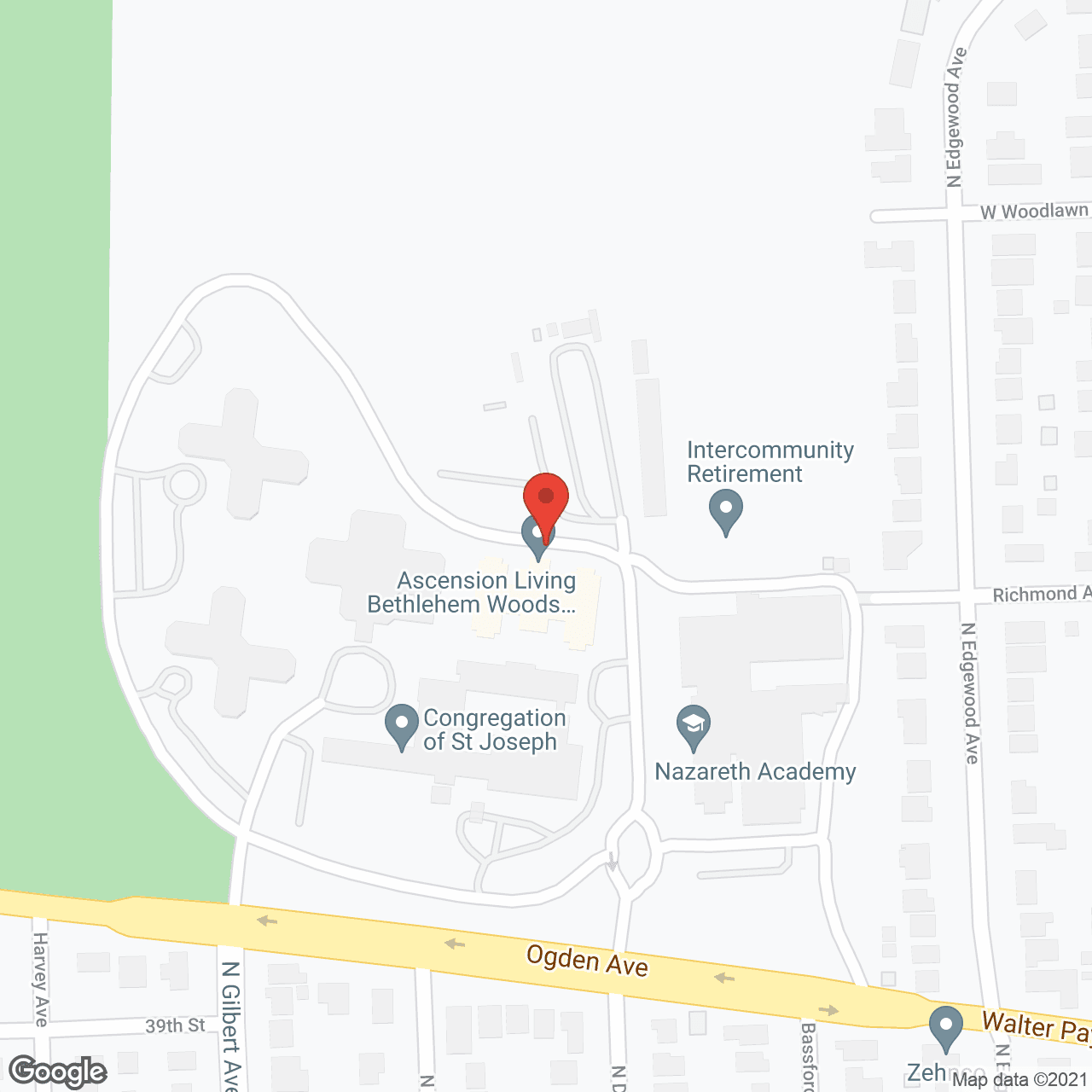 Ascension Living Bethlehem Woods Village in google map