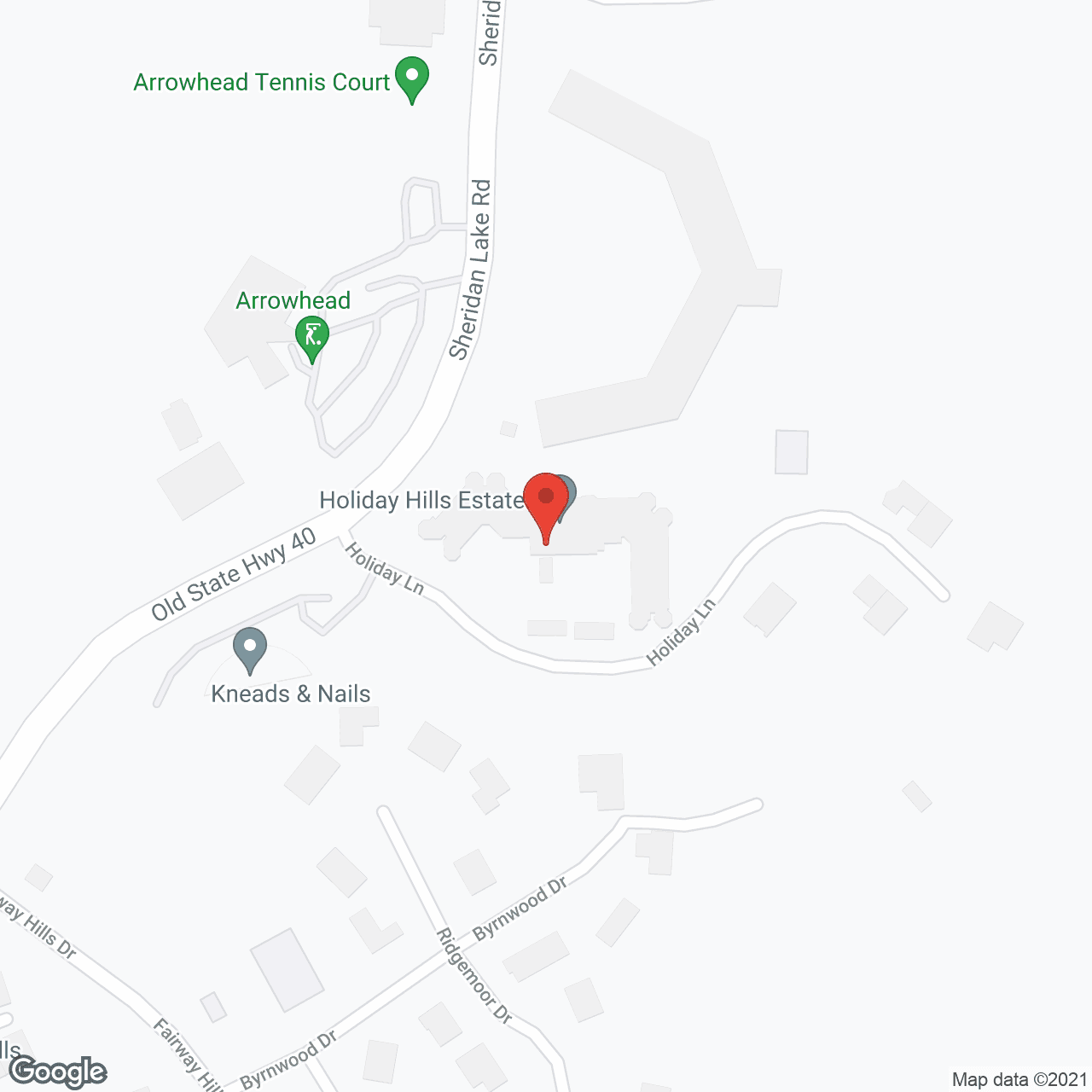 Holiday Hills Estates in google map