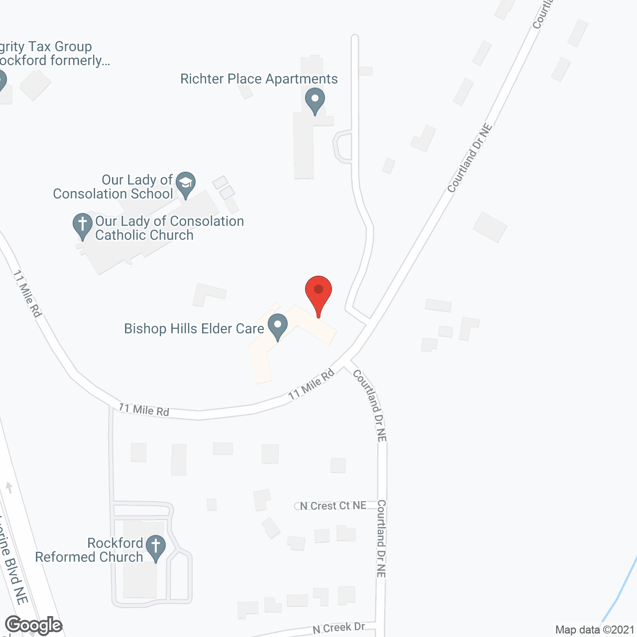 Bishop Hills in google map