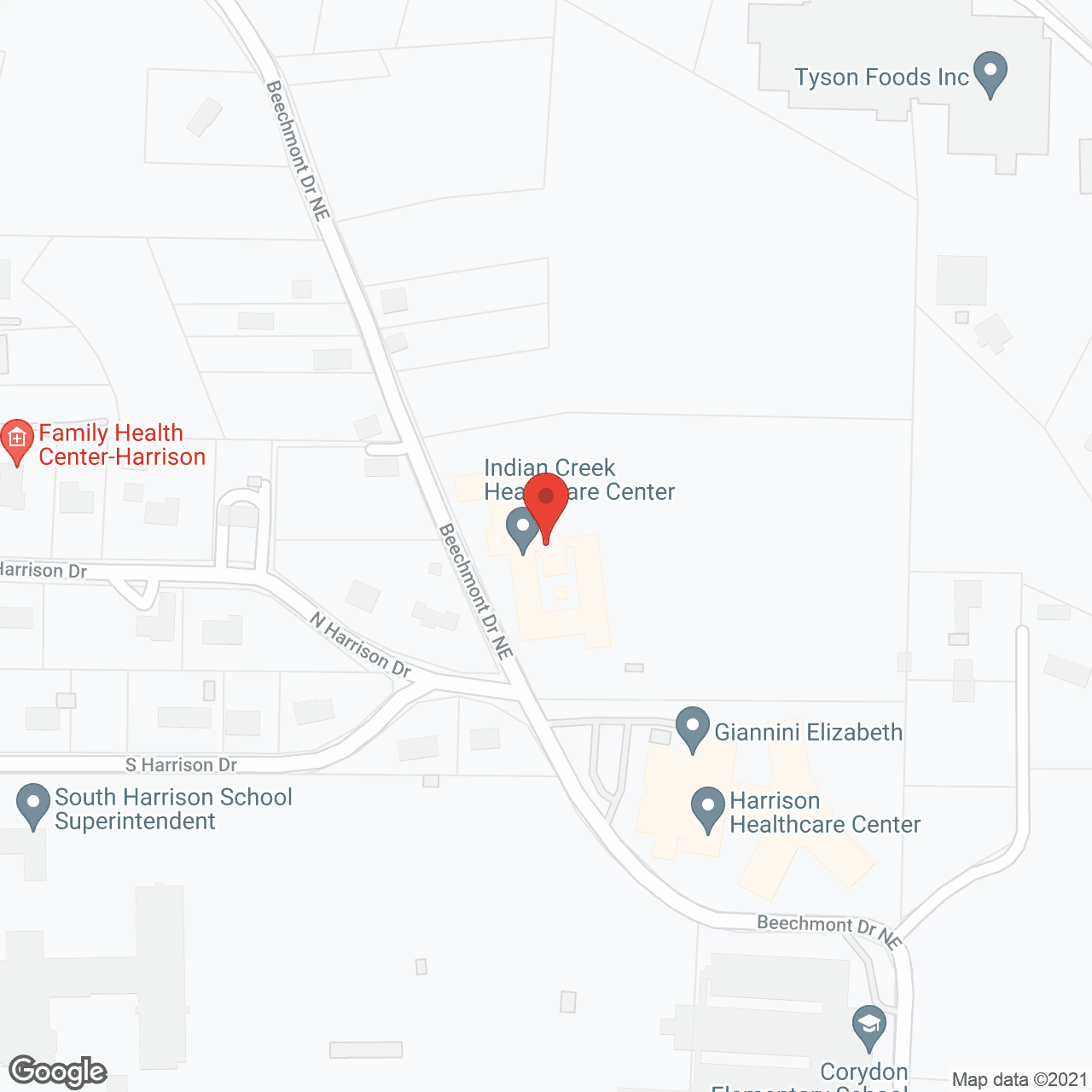 Indian Creek Health and Rehabilitation Center in google map