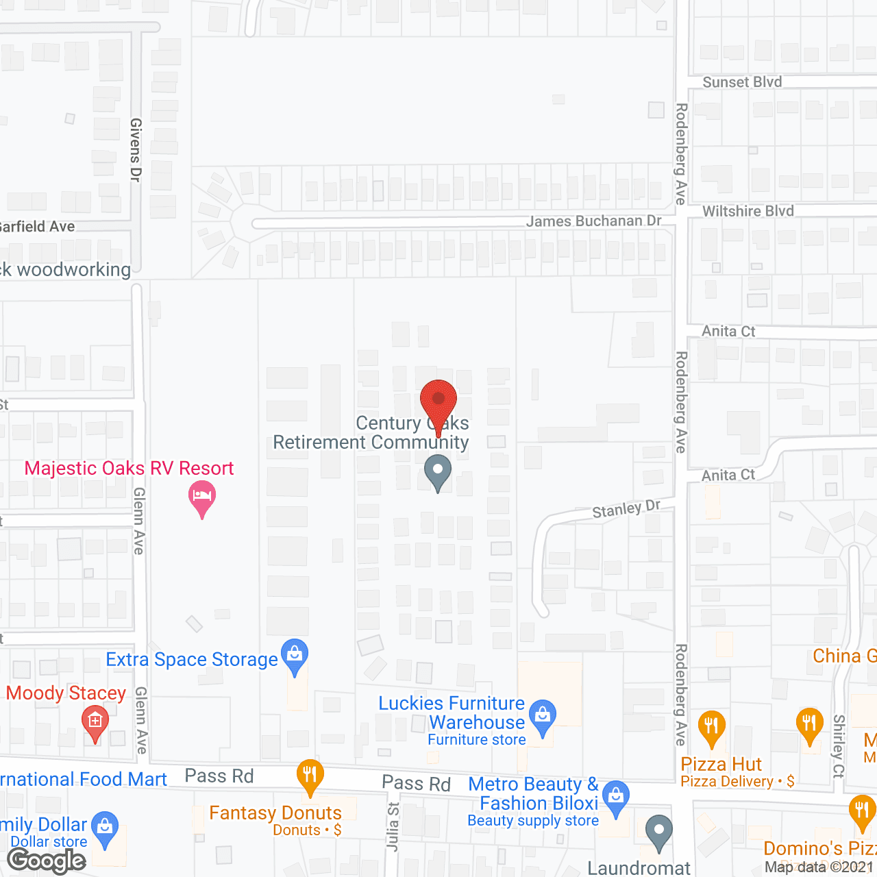 Century Oaks in google map