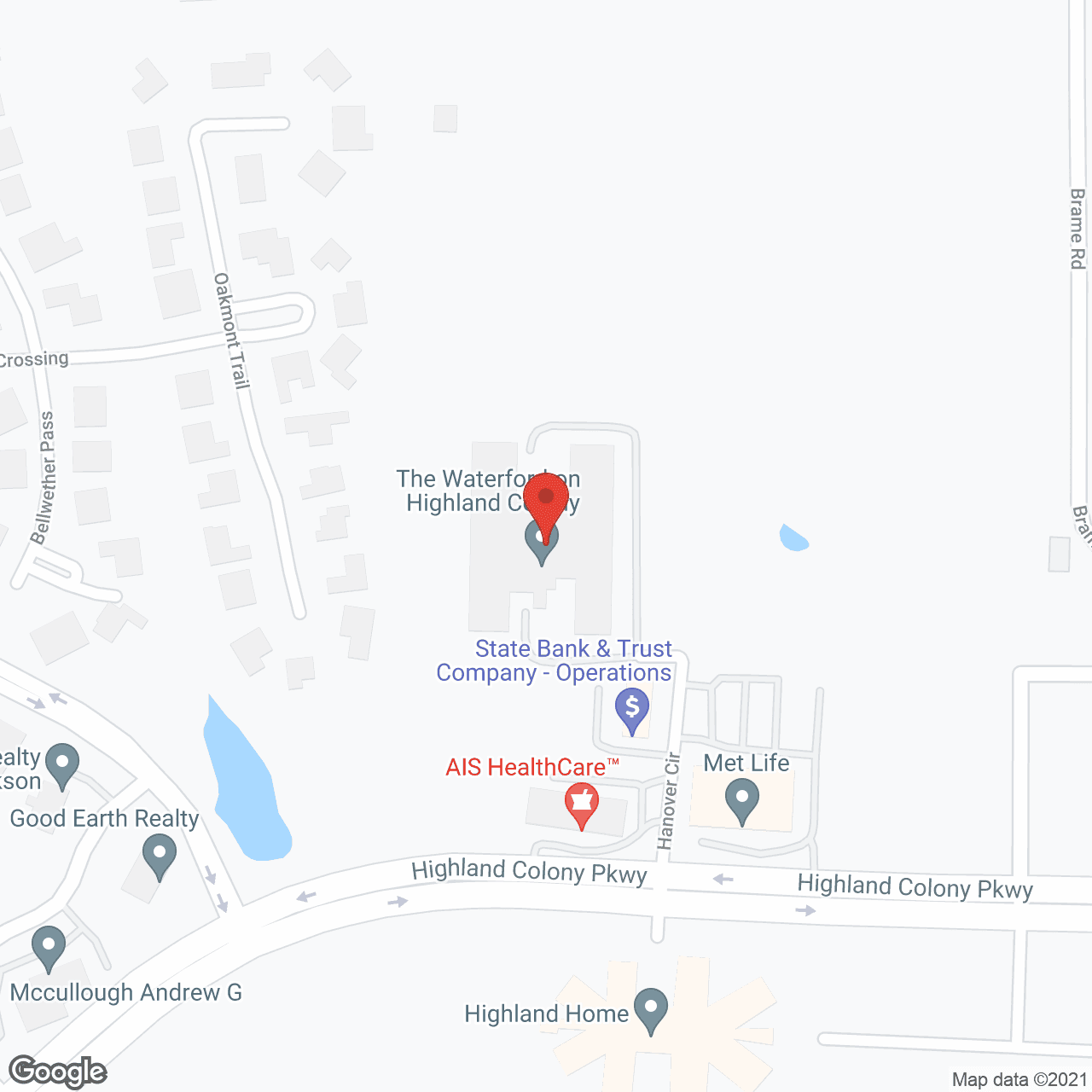 The Waterford on Highland Colony in google map