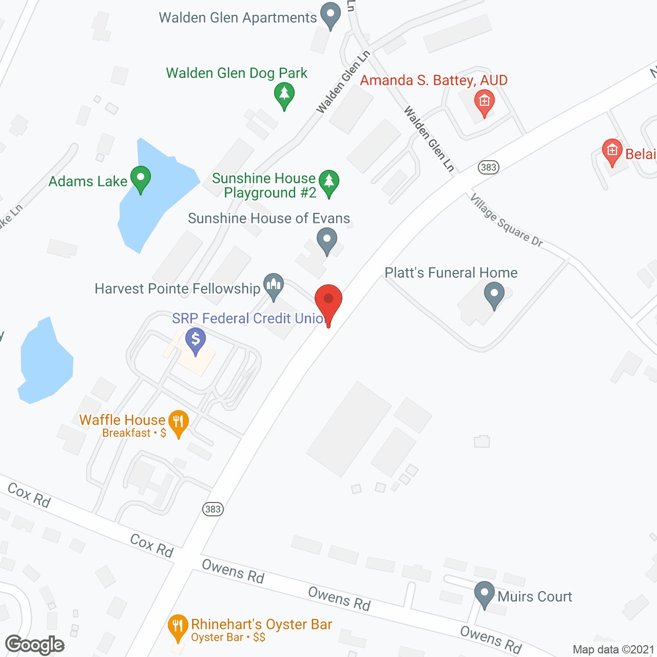 Oaks at Evans in google map