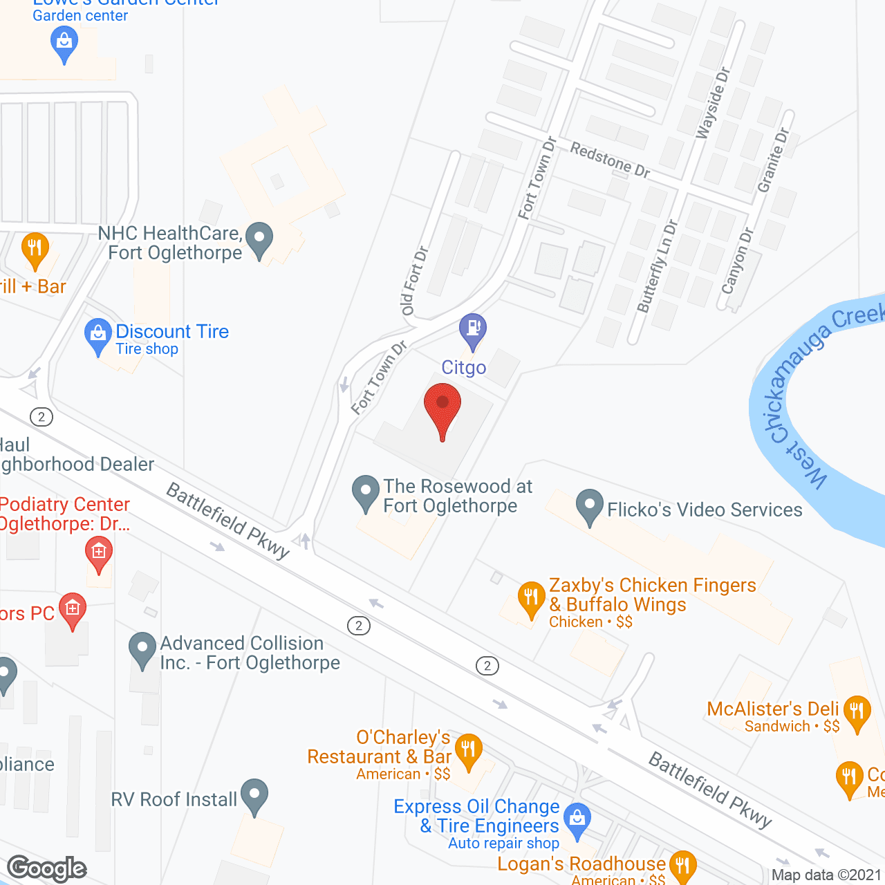 The Rosewood at Fort Oglethorpe in google map