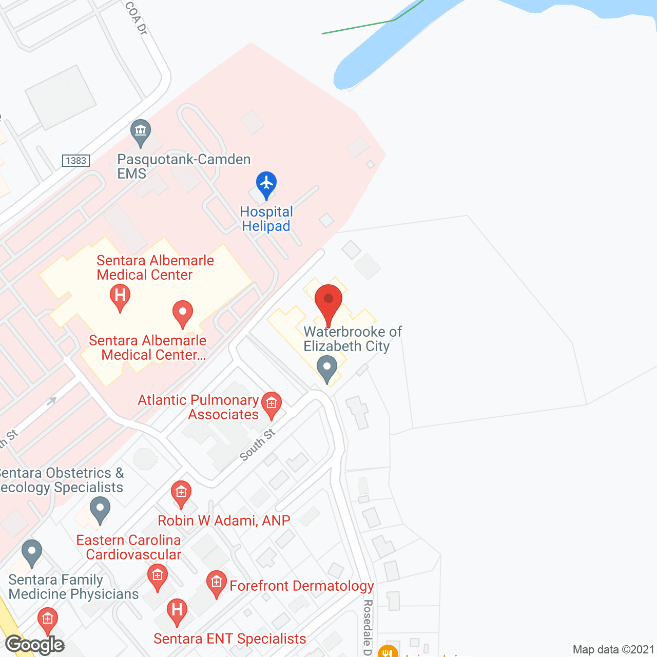 Waterbrooke of Elizabeth City in google map