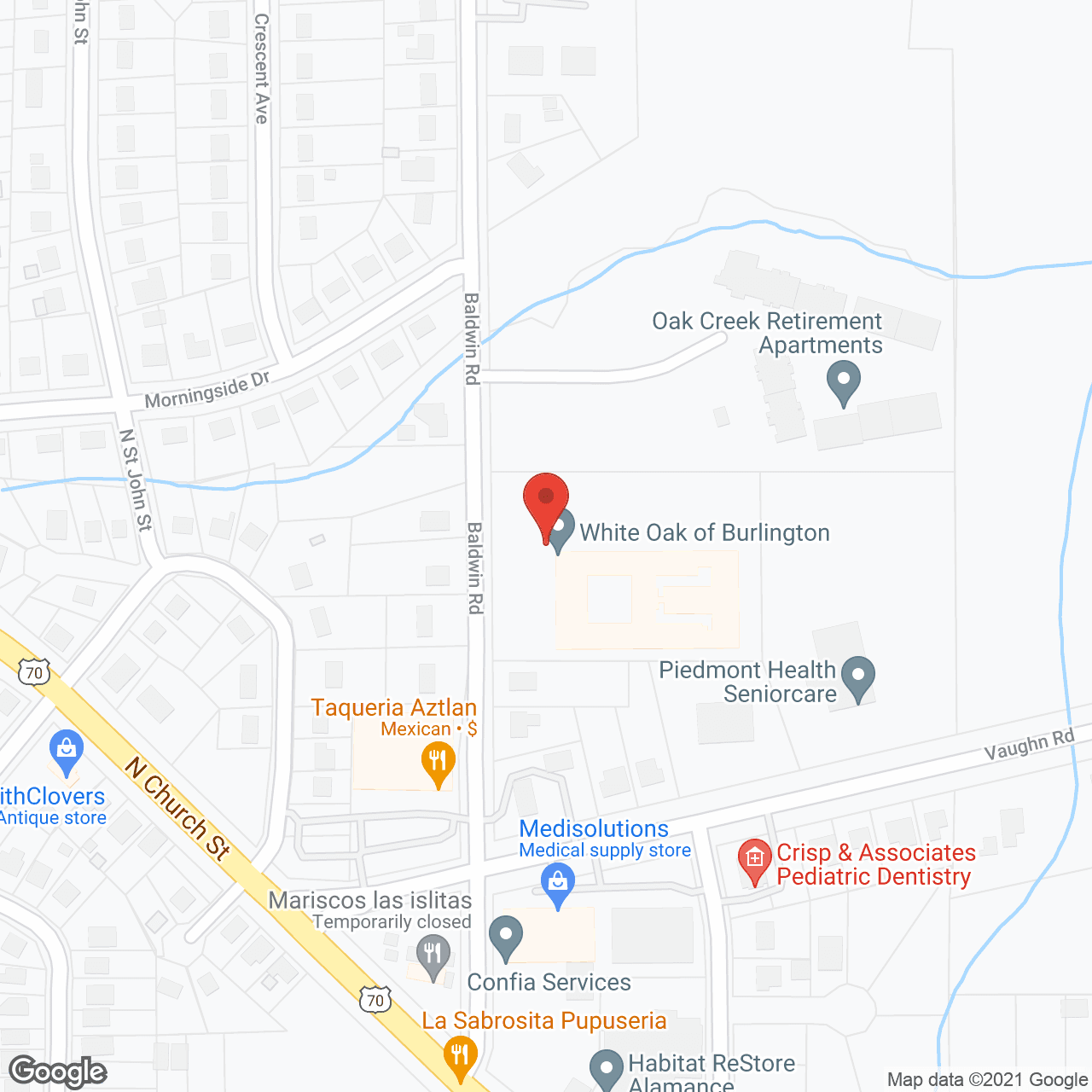 Oak Creek in google map