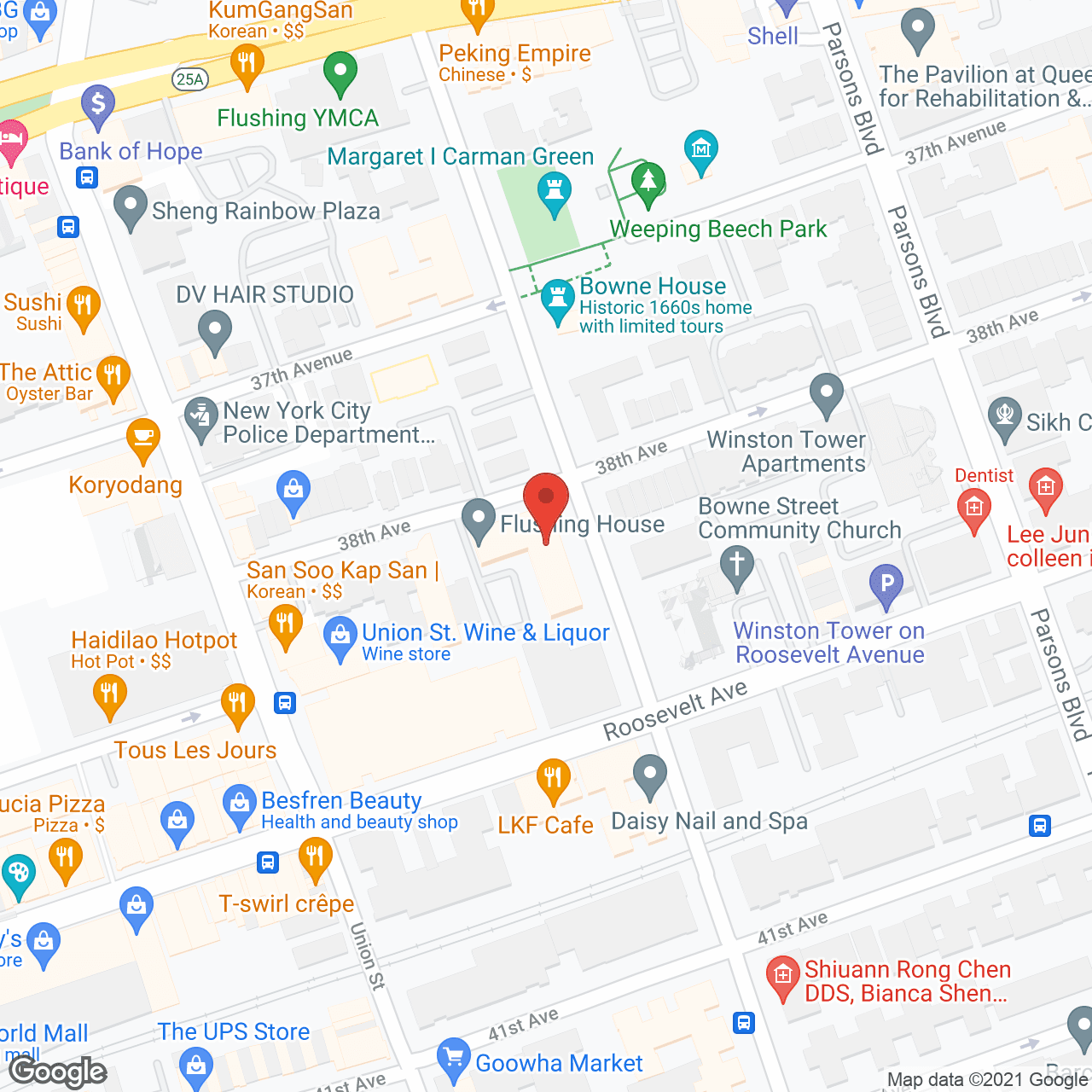 Flushing House in google map