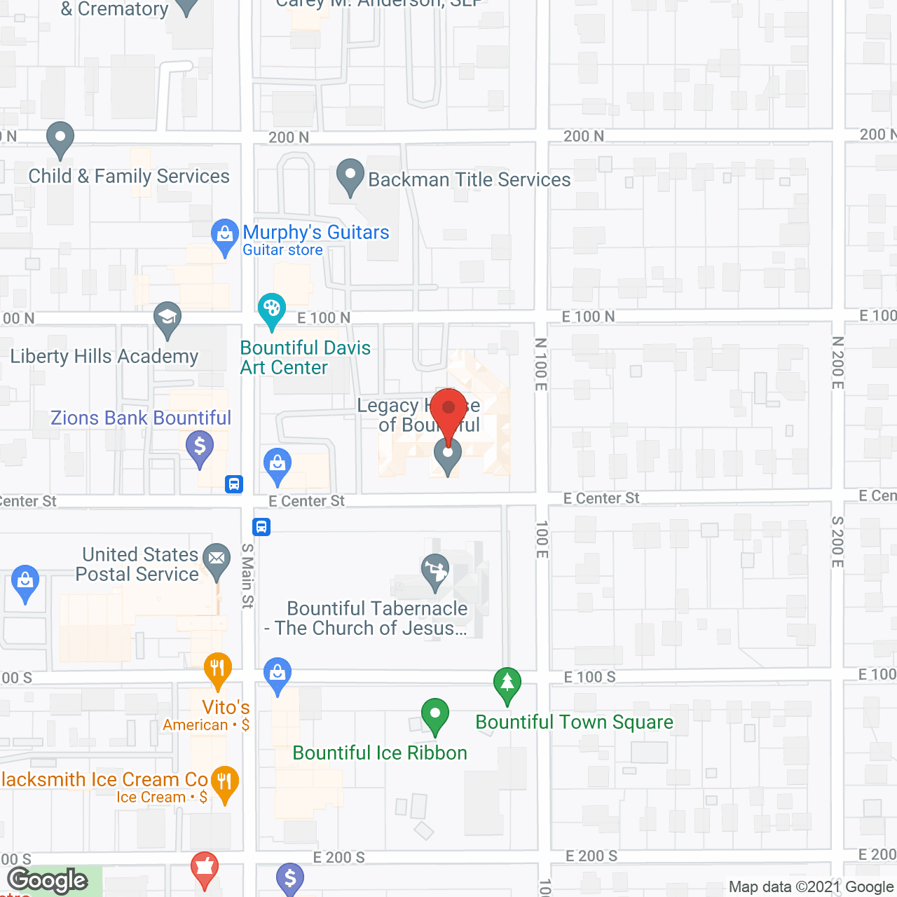 Legacy House of Bountiful in google map