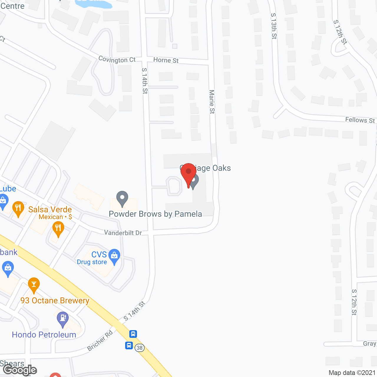 Carriage Oaks in google map