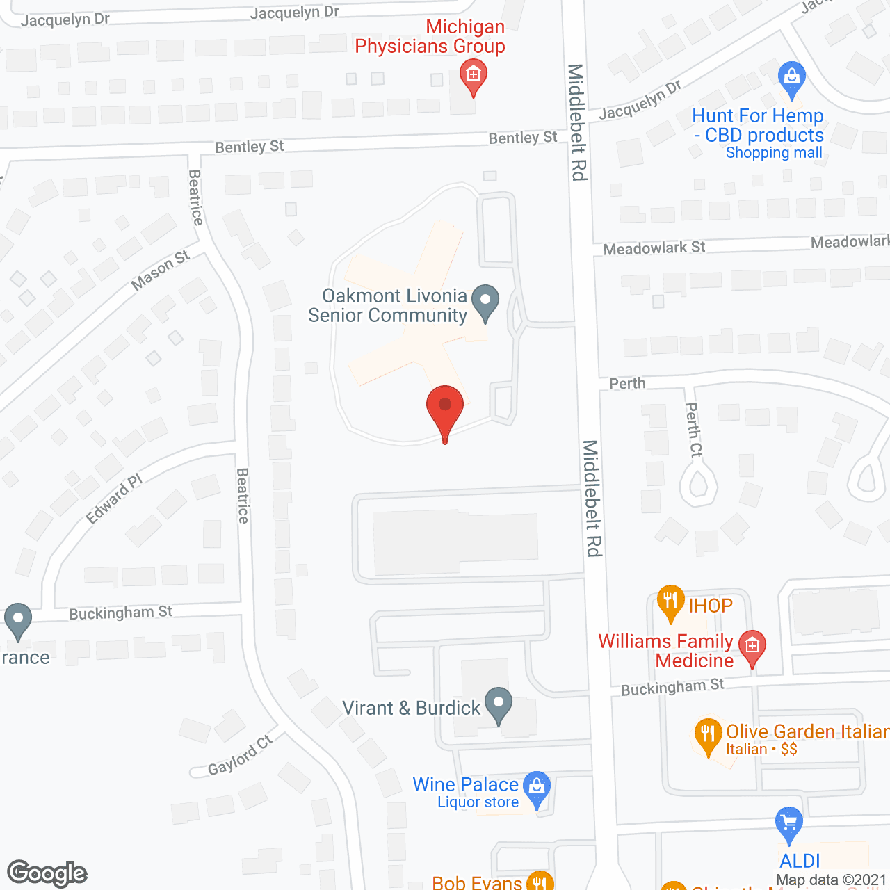 Oakmont Livonia in google map