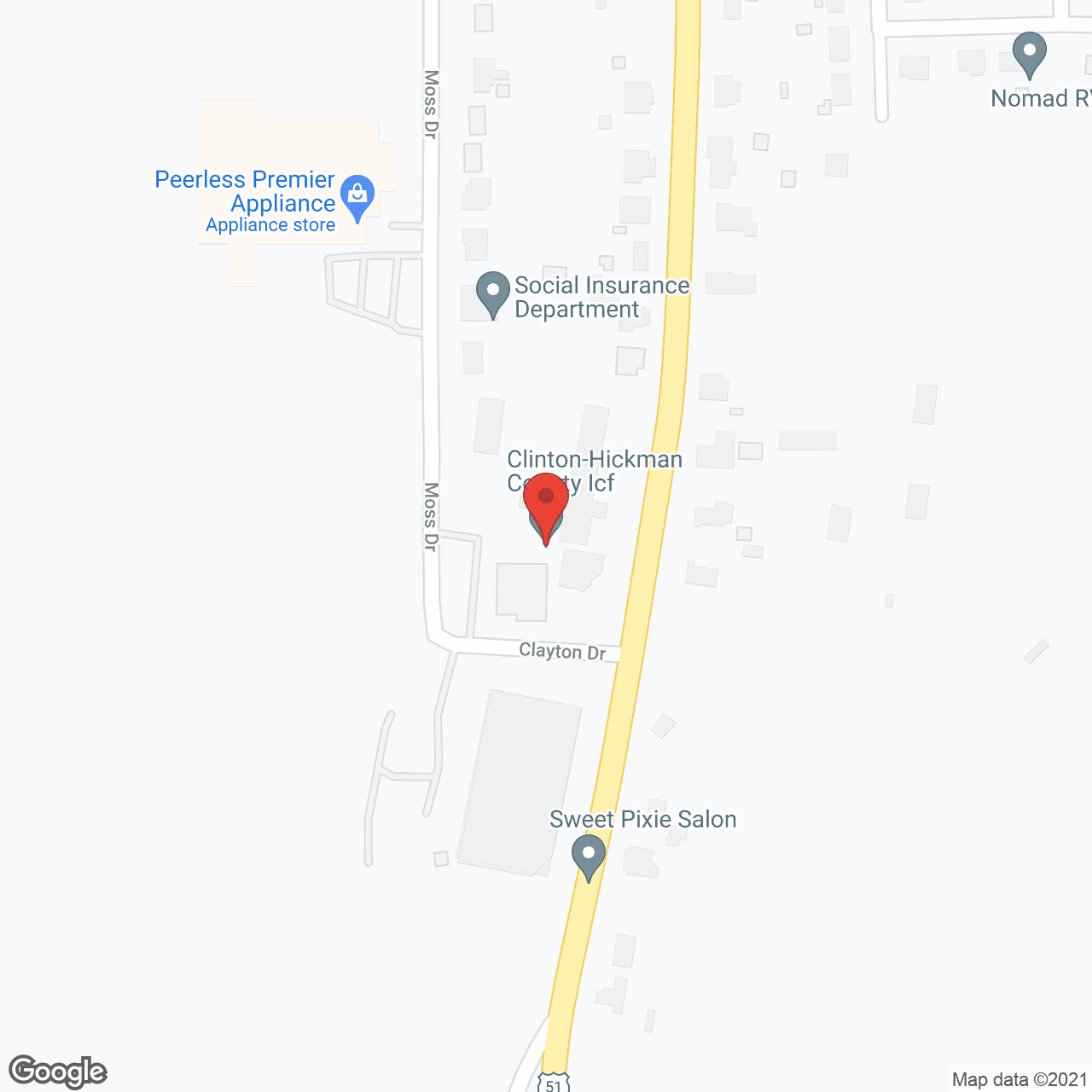 Clinton-Hickman County Icf in google map