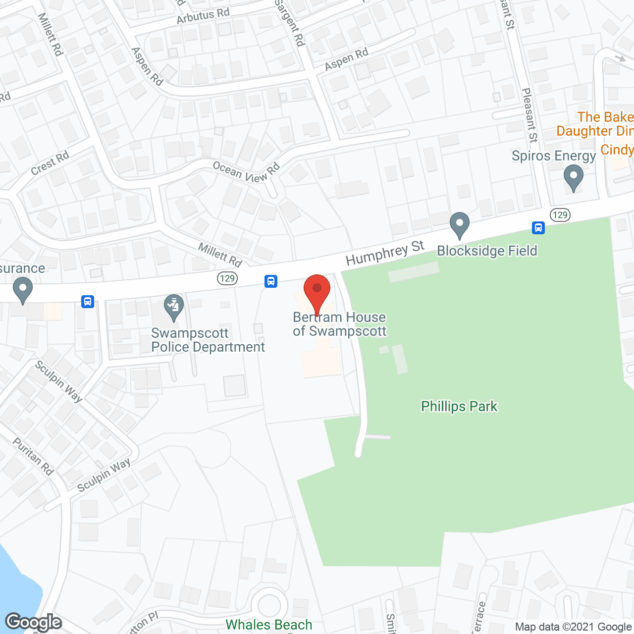 Bertram House Swampscott in google map