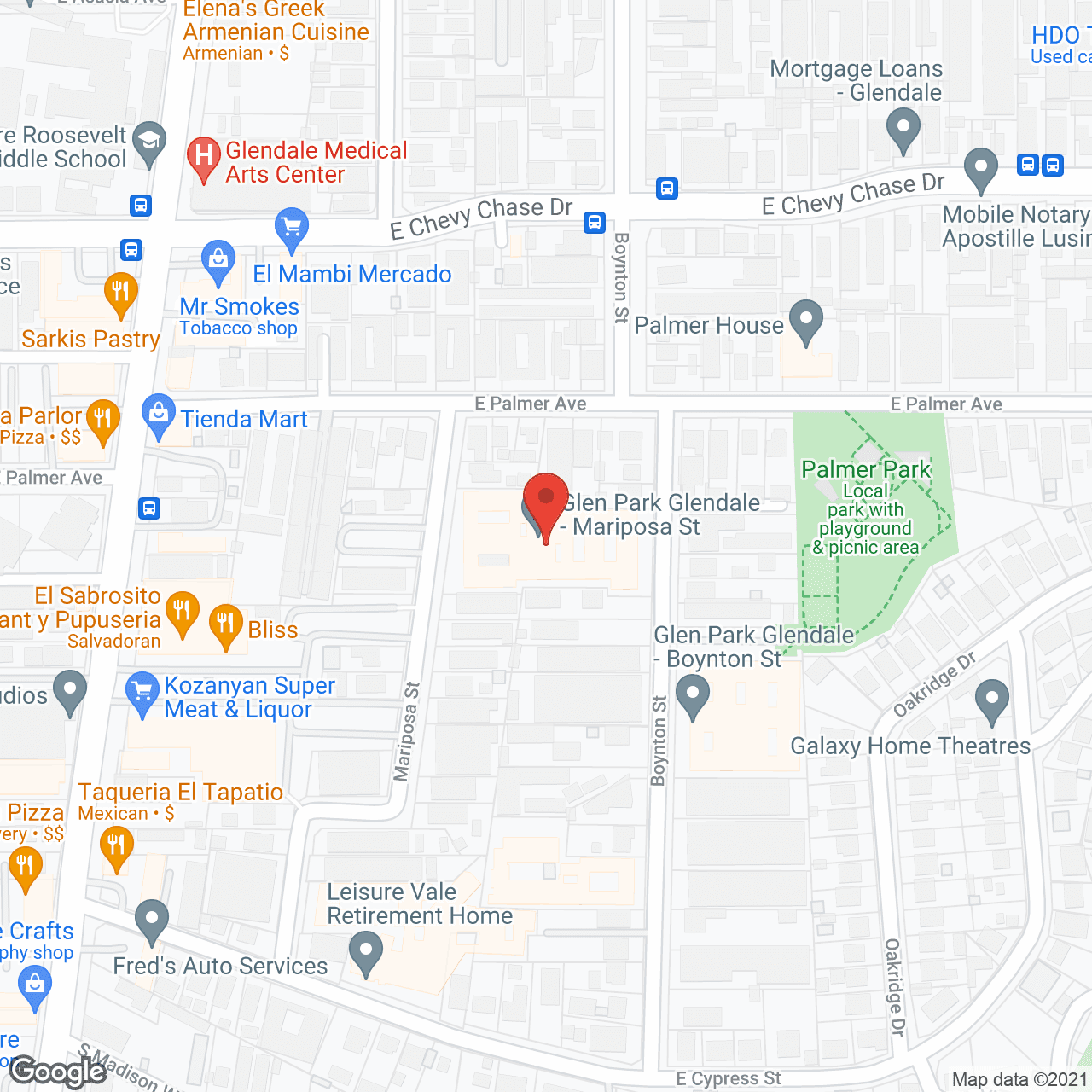 Glen Park at Glendale - Mariposa St in google map