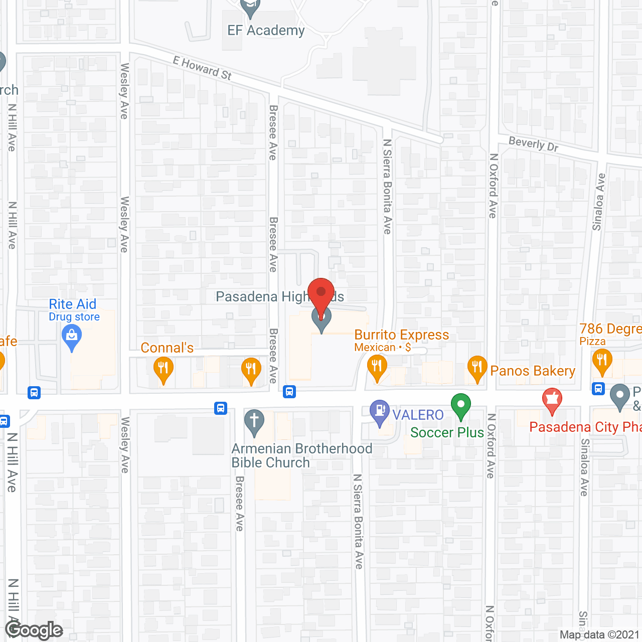 Pasadena Highlands in google map